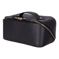 Premium leather zipper makeup bag with a spacious boxy design, ideal for storing cosmetics, toiletries, and travel
essentials. This water-resistant, durable bag features sturdy zippers and a convenient handle for easy carrying. A
versatile and stylish organizer for both men and women.