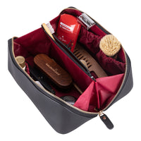 Premium leather zipper makeup bag with a spacious boxy design, ideal for storing cosmetics, toiletries, and travel
essentials. This water-resistant, durable bag features sturdy zippers and a convenient handle for easy carrying. A
versatile and stylish organizer for both men and women.