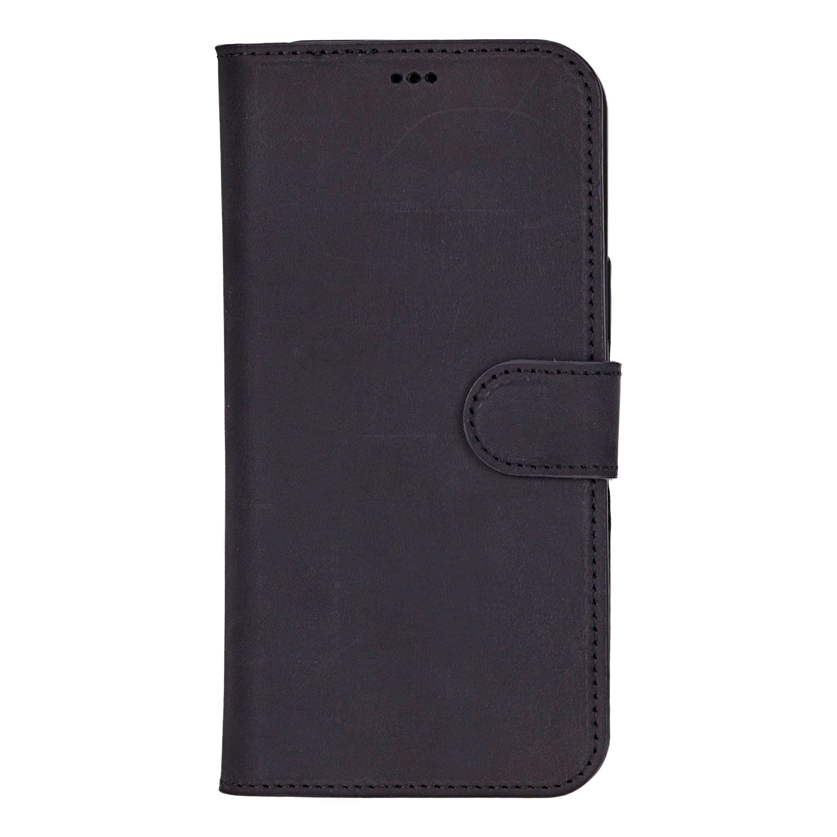 iPhone 16 Pro leather wallet case with stand and magnetic closure