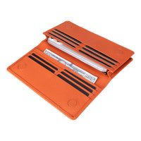 Elegant trifold leather wallet with magnetic snap closure, featuring 12 card slots, a coin pouch, and a dedicated phone
pocket. This handcrafted wallet also includes secret compartments for receipts or cash, offering secure and organized
storage. A stylish and practical wallet for everyday use or gifts for women.