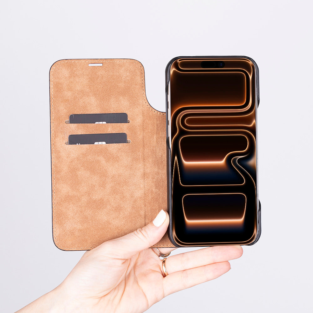 handmade leather wallet case for iPhone 17 Pro Max Sonat