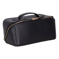 Premium leather zipper makeup bag with a spacious boxy design, ideal for storing cosmetics, toiletries, and travel
essentials. This water-resistant, durable bag features sturdy zippers and a convenient handle for easy carrying. A
versatile and stylish organizer for both men and women.