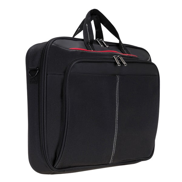 Professional padded laptop bag with adjustable shoulder strap and double zipper compartments, designed for 13–17" laptops. Made with durable Impertex artificial leather and 600D fabric, it provides impact protection while remaining lightweight and stylish. Perfect for office, travel, or daily commuting.