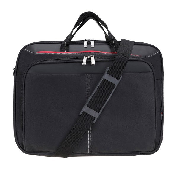 Professional padded laptop bag with adjustable shoulder strap and double zipper compartments, designed for 13–17"
laptops. Made with durable Impertex artificial leather and 600D fabric, it provides impact protection while remaining
lightweight and stylish. Perfect for office, travel, or daily commuting.
