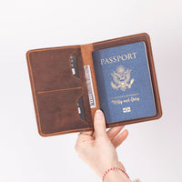 Handcrafted genuine leather passport wallet with 2 card slots, a secure passport compartment, and a cash/document
pocket. This compact travel accessory keeps essentials organized while providing a stylish, durable solution for frequent
travelers. Perfect for safe and elegant travel organization.
