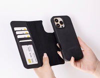 luxury handmade leather wallet phone case for iPhone 16 Pro