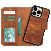 iPhone 15 Series Leather Wallet Case Light Brown / iPhone 15 Pro Max