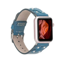 Leather Apple Watch Bands / Cross Style with Silver Trok RST1