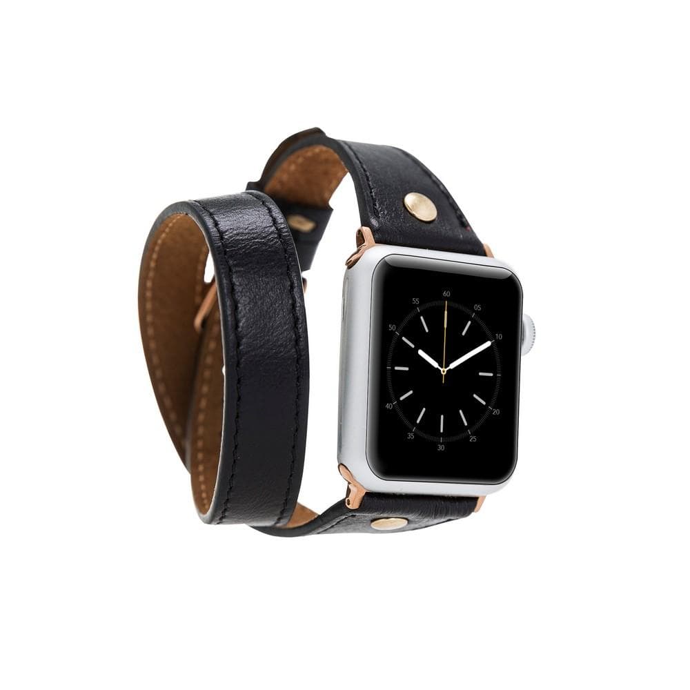 Leather Apple Watch Bands - DTS Double Tour Slim Hector Gold Trok Style F3