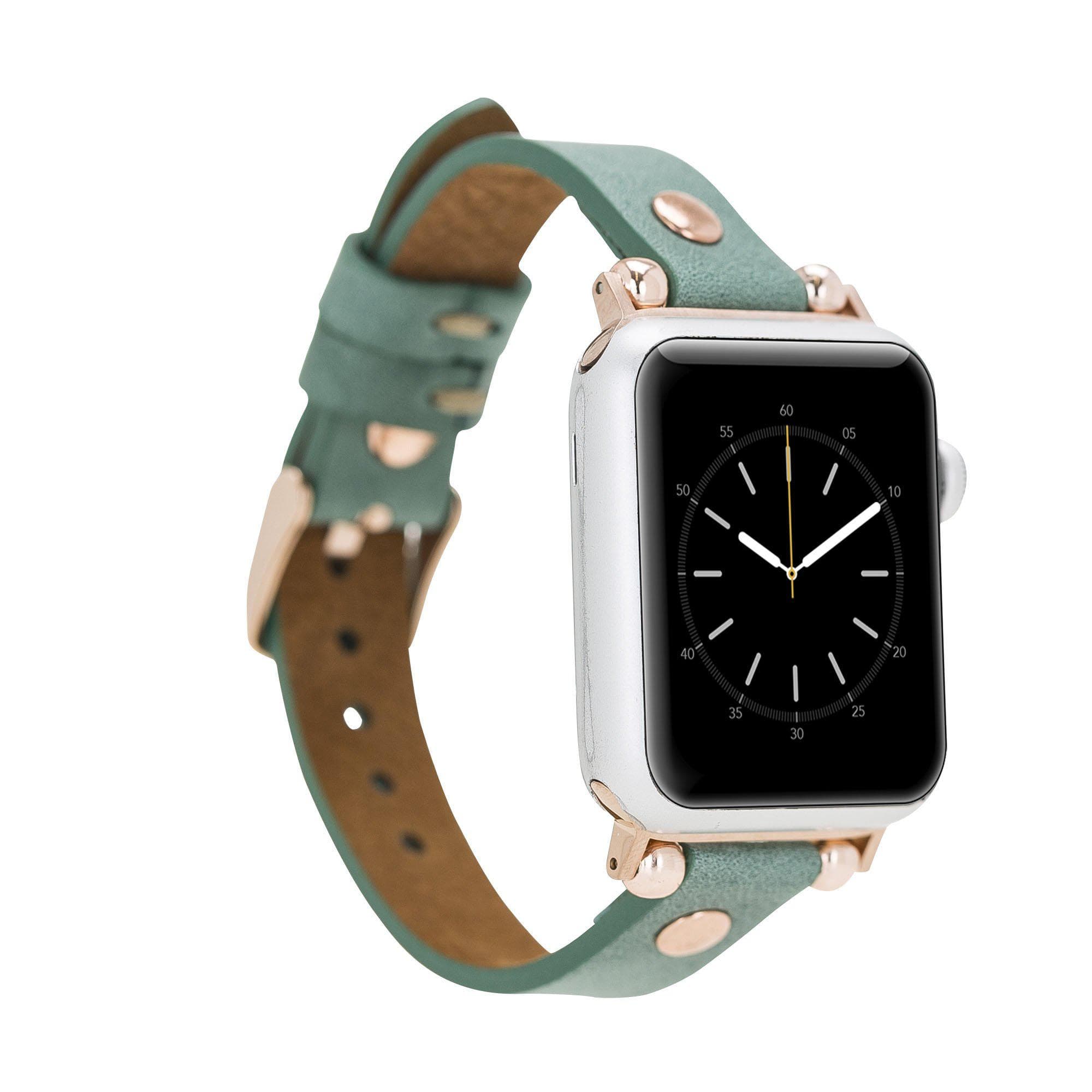 Leather Apple Watch Bands - Ferro Rose Gold Trok Style BRN7