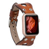 Ronda Leather Apple Watch Band with Silver Trok